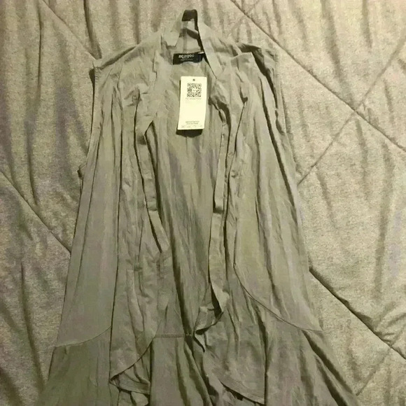 Zeagoo Women Medium Sleeveless Draped Open Front Ruffle Cardigan Vest Top NWT - Picture 1 of 5